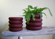 Four Ring Pot 'Crimson' w/saucer x 2 sizes