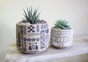 Aztec Pattern 'White' Pot x 2 sizes