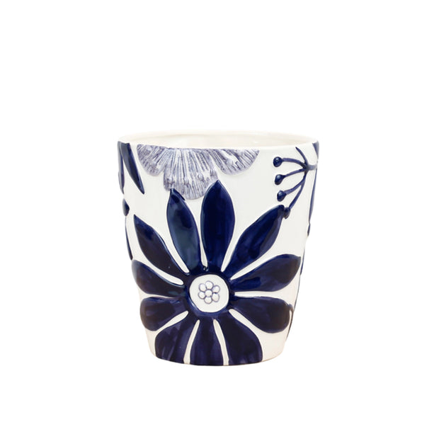 Etched Blue/White Floral Pots x 2 styles