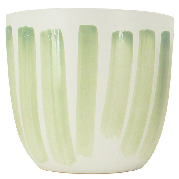 Vertical Lime Stripe Pot x 4 sizes